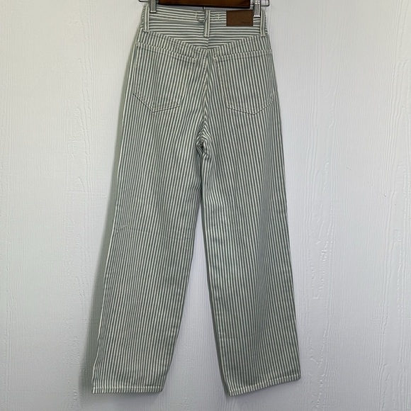 Madewell - The Perfect Vintage Wide - Leg Pale Celadon Stripe Crop Jean Size 23 - Picture 9 of 12